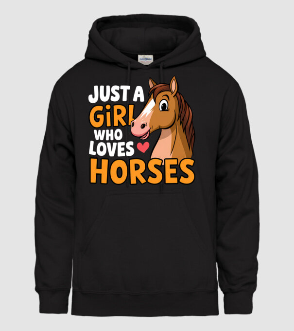 Just a girl who loves horses Negru model negru pe tricou