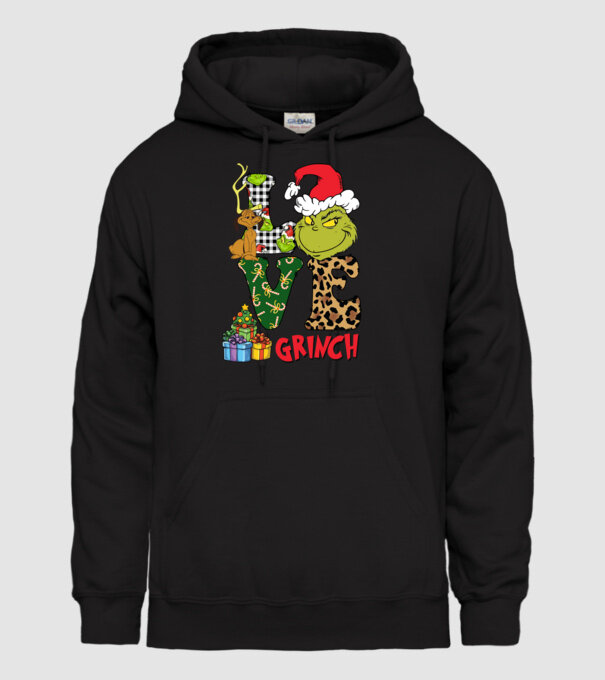 Love Grinch model negru pe tricou