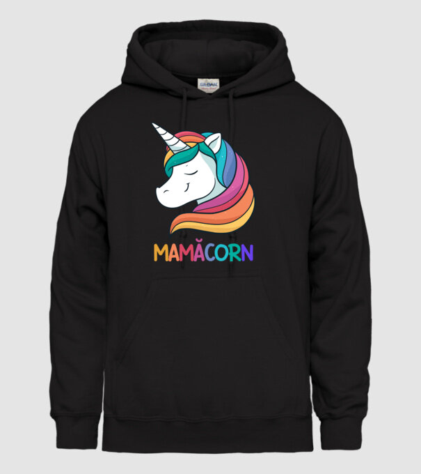 mamăcorn model negru pe tricou