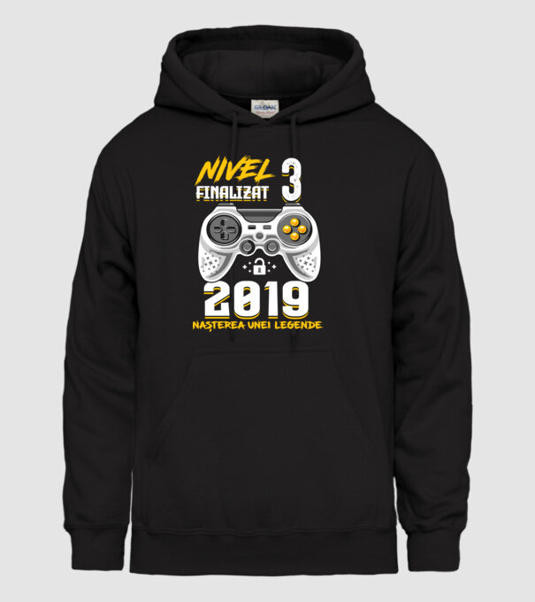 Nivel 3 finalizat. 2019 nașterea unei legende model negru pe tricou