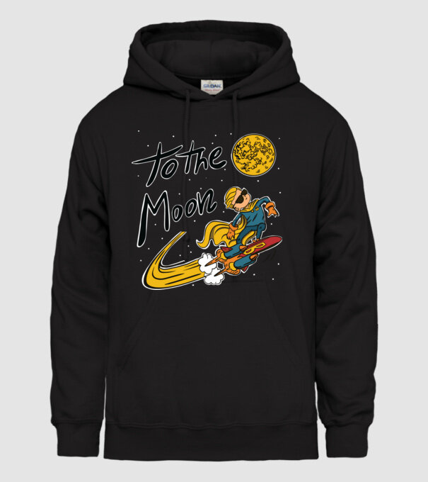 To the Moon Bitcoin model negru pe tricou