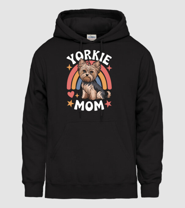 Yorkie Mom Negru model negru pe tricou