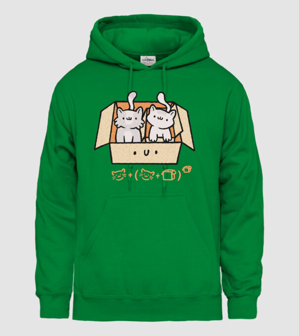 Cutie cu pisică drăguță model verde pe tricou
