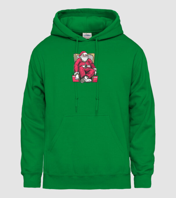 Moș Crăciun Obosit model verde pe tricou