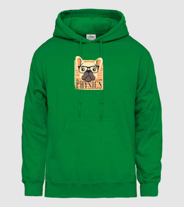 Câine Fizică model verde pe tricou