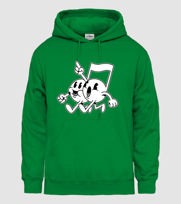 Note muzicale model verde pe tricou