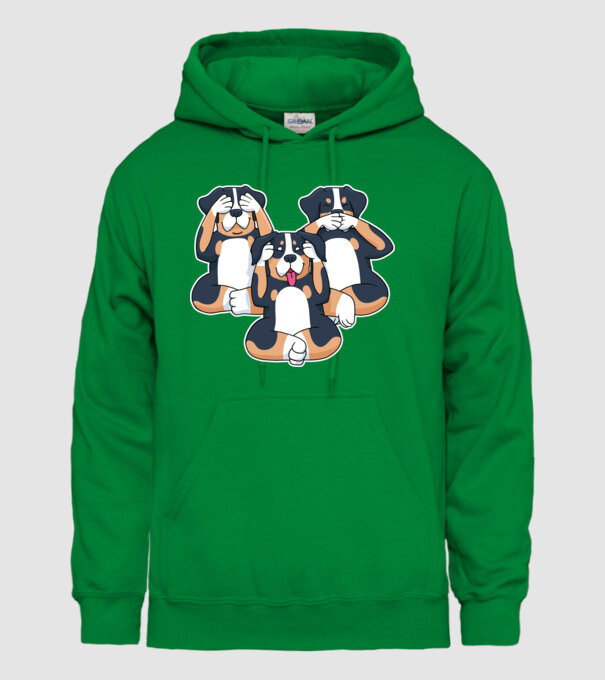 Trei câini model verde pe tricou