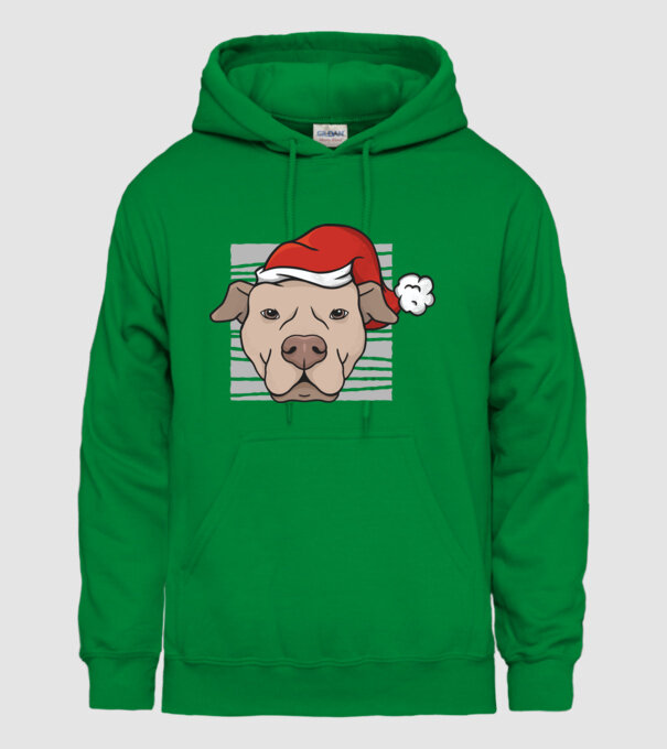 Pitbull de Crăciun model verde pe tricou