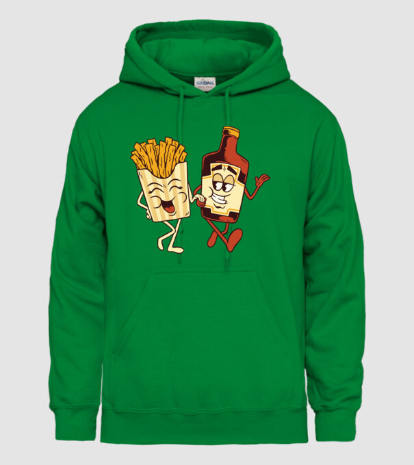 Ketchup + cartofi prăjiți model verde pe tricou