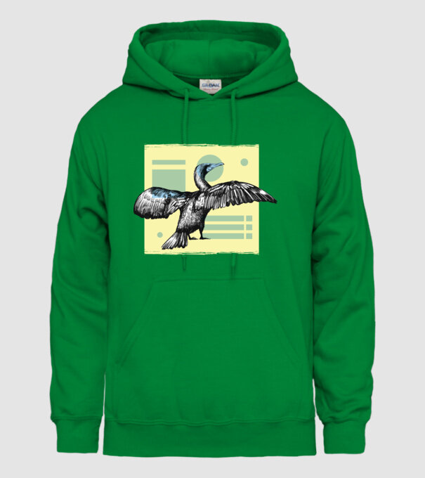 Pasăre cormoran model verde pe tricou