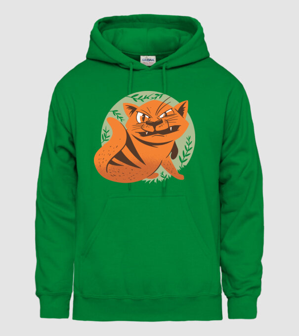 Pisică Supărată model verde pe tricou