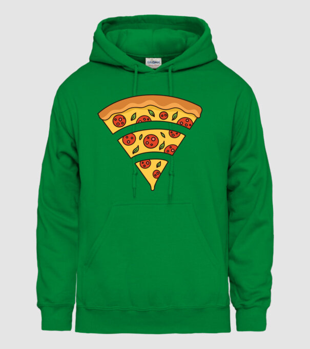 Felie de pizza Wifi model verde pe tricou