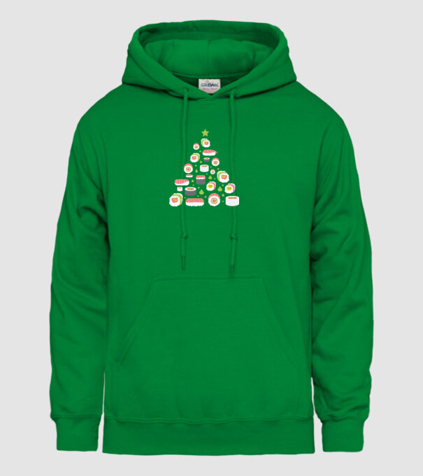Pom de Crăciun Sushi model verde pe tricou
