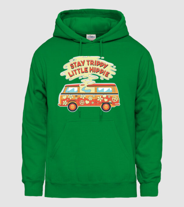 Trippy Microbuz Hippi model verde pe tricou
