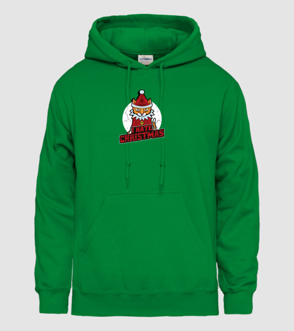 Urăsc Crăciunul Pisică model verde pe tricou
