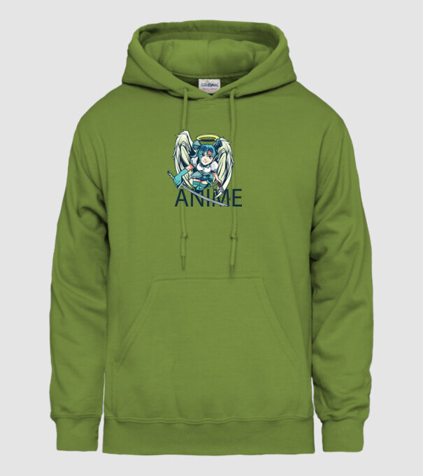 Anime fată cu sabie model verde de măr pe tricou