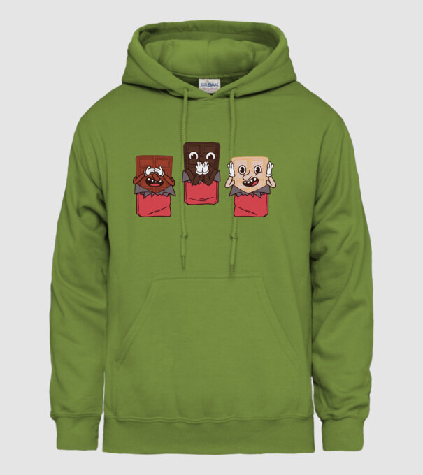 Trio de ciocolată model verde de măr pe tricou