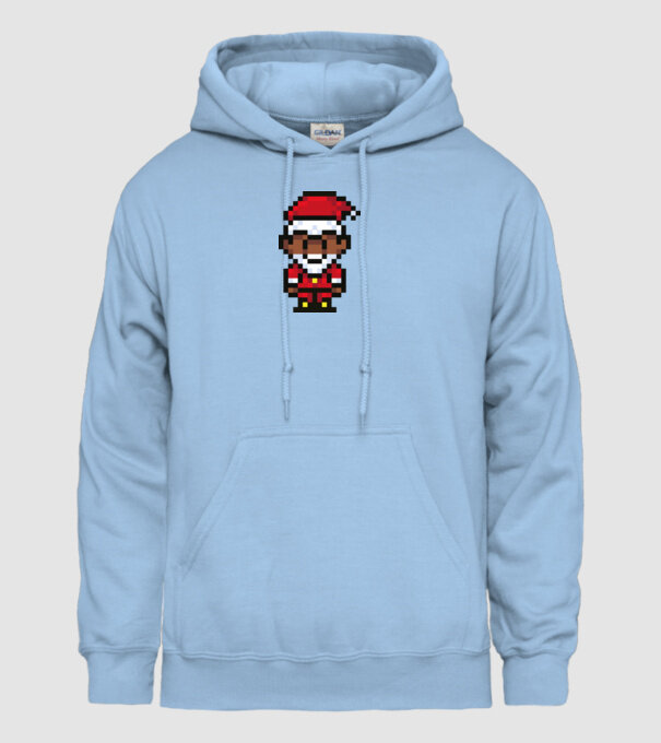 8bit pixel Moș Crăciun model albastru deschis pe tricou