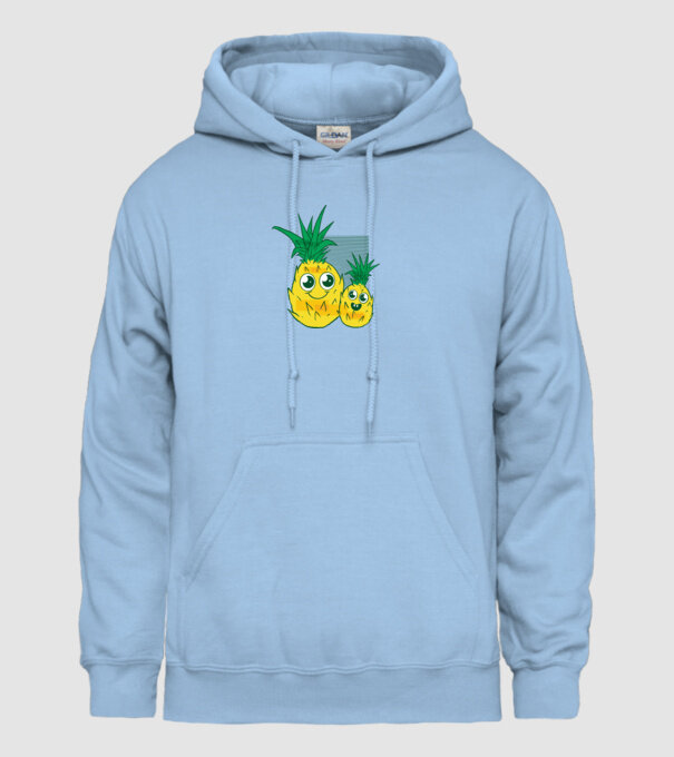 Familie Ananas model albastru deschis pe tricou