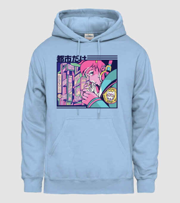 Anime Țigaretă model albastru deschis pe tricou