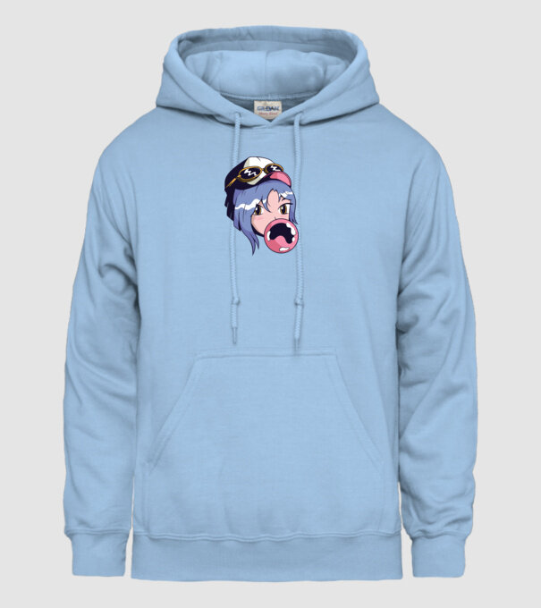 fată Anime cu gumă de mestecat model albastru deschis pe tricou