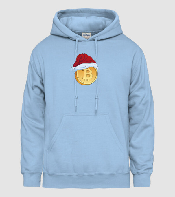 Crăciun Bitcoin model albastru deschis pe tricou