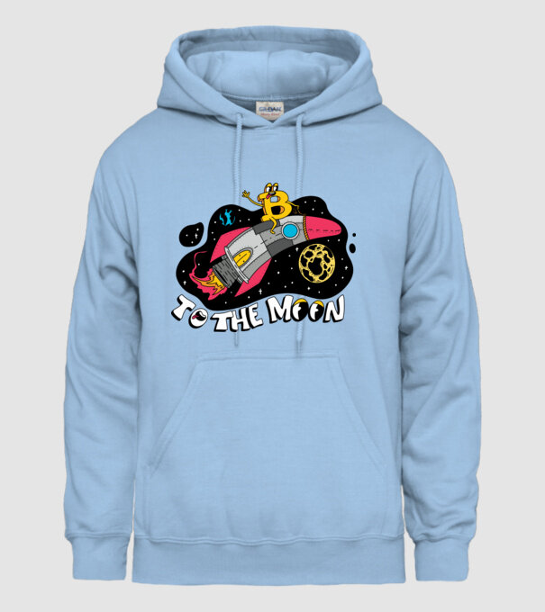 Bitcoin to the moon model albastru deschis pe tricou