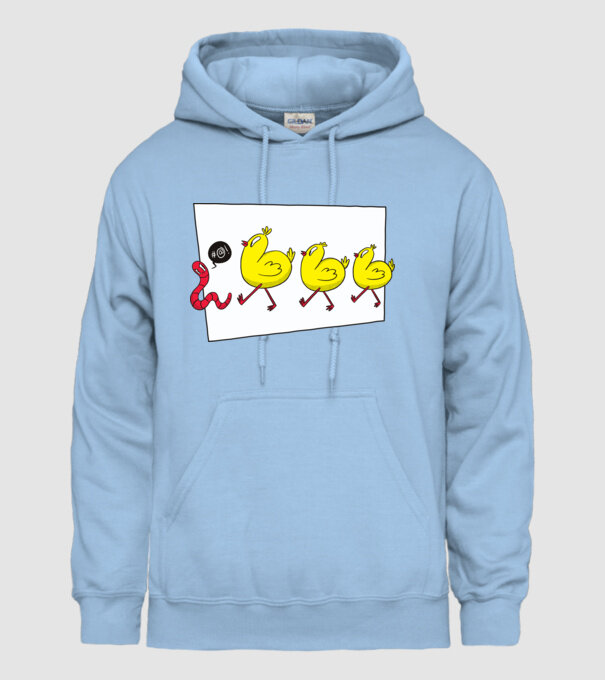 Pui cu vierme model albastru deschis pe tricou