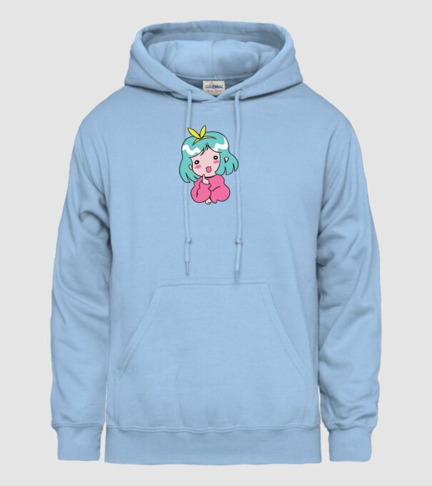 Fetiță drăguță Anime model albastru deschis pe tricou