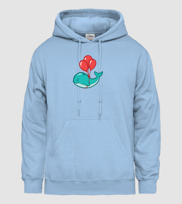 Balenă Drăguță cu Balon model albastru deschis pe tricou