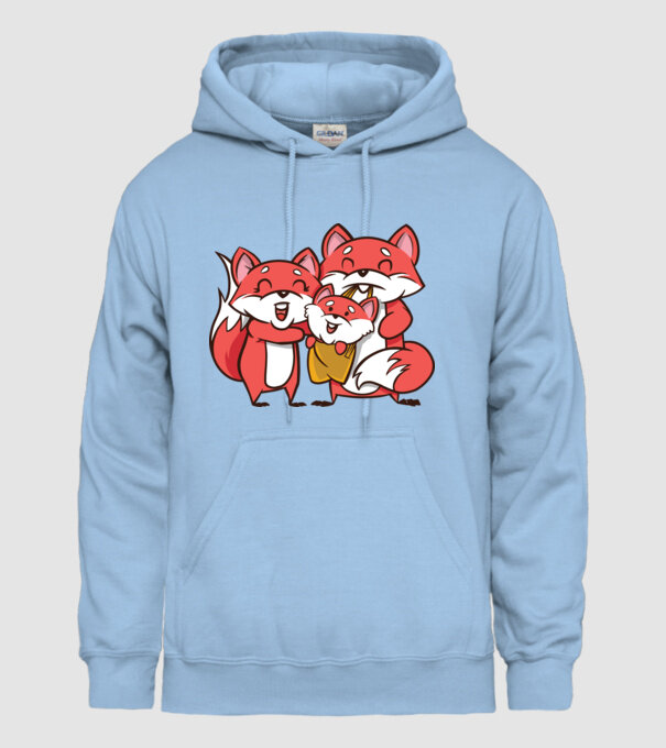 Familie Vulpe drăguță model albastru deschis pe tricou