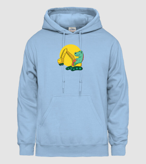 Excavator dinozaur model albastru deschis pe tricou