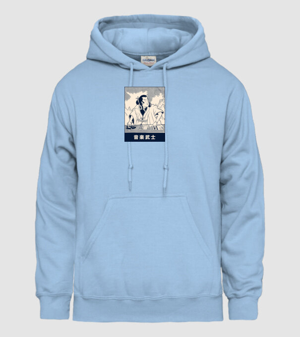 DJ Samurai model albastru deschis pe tricou