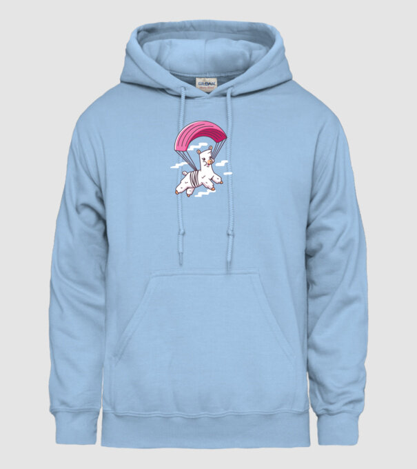 Alpaca parașutist model albastru deschis pe tricou
