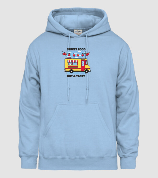 Foodtruck model albastru deschis pe tricou