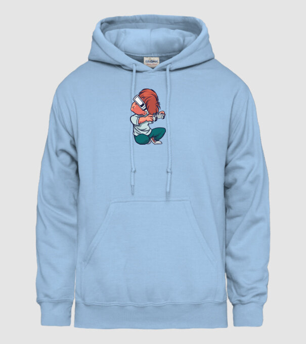 Băiat Gamer cu ochelari VR model albastru deschis pe tricou