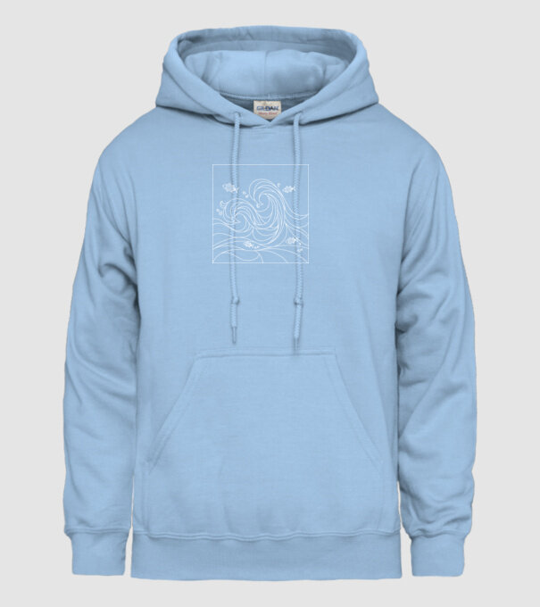 Ocean geometric model albastru deschis pe tricou