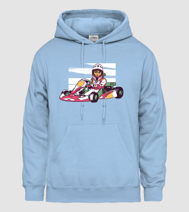 Pisică gokart model albastru deschis pe tricou