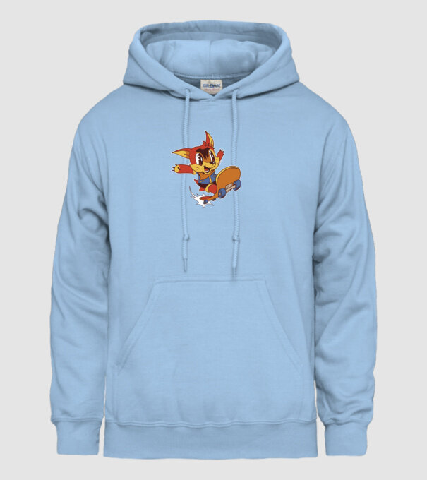 Veveriță Skateboarder model albastru deschis pe tricou