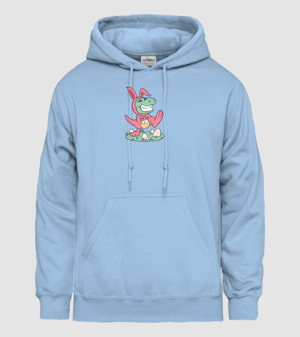 T-rex de Paște model albastru deschis pe tricou