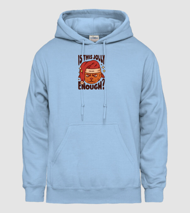 Is this Jolly enough tricou de Crăciun model albastru deschis pe tricou