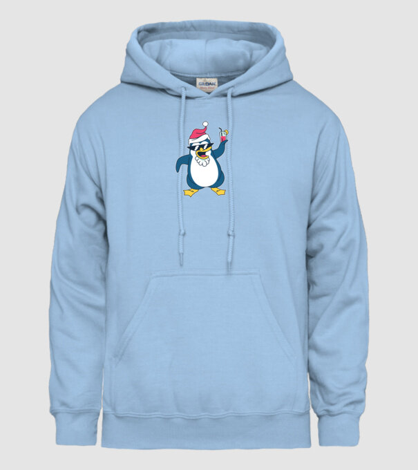 Pinguin de Crăciun model albastru deschis pe tricou
