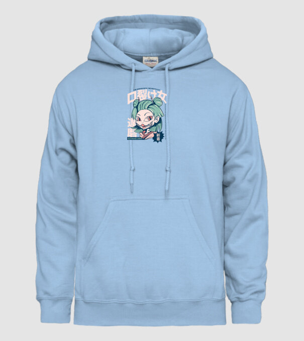 Kuchisake Onna Yokai Anime model albastru deschis pe tricou