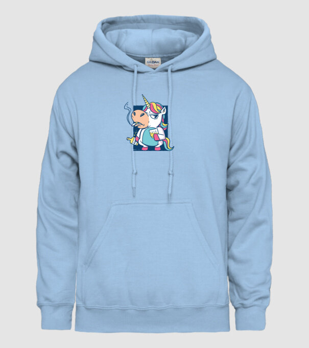 Unicorn rebel model albastru deschis pe tricou