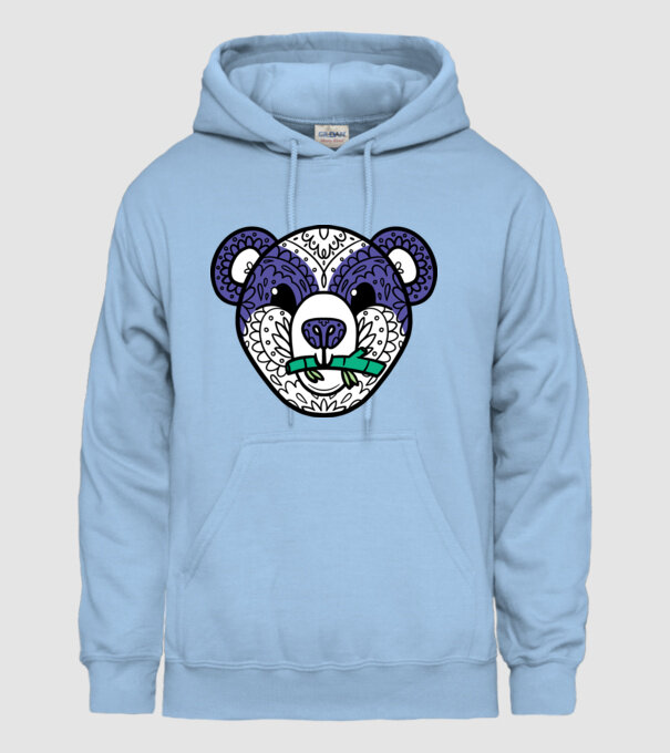Mandala Panda model albastru deschis pe tricou