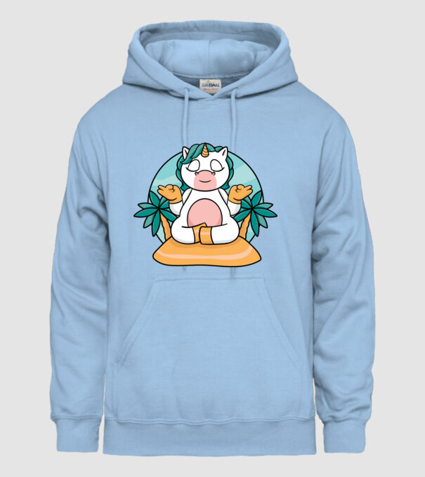 Unicornul meditator model albastru deschis pe tricou