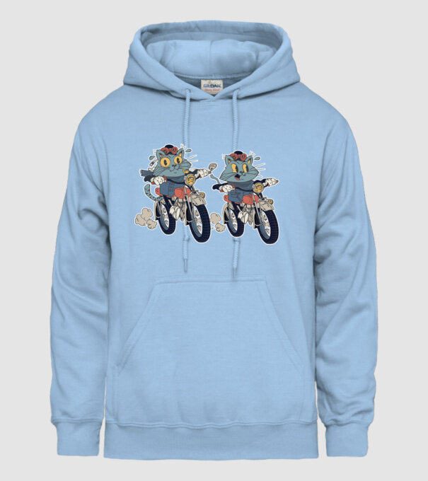 Pisicuțe motocicliste model albastru deschis pe tricou