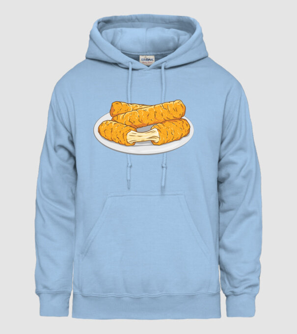 Fâșii de mozarella model albastru deschis pe tricou