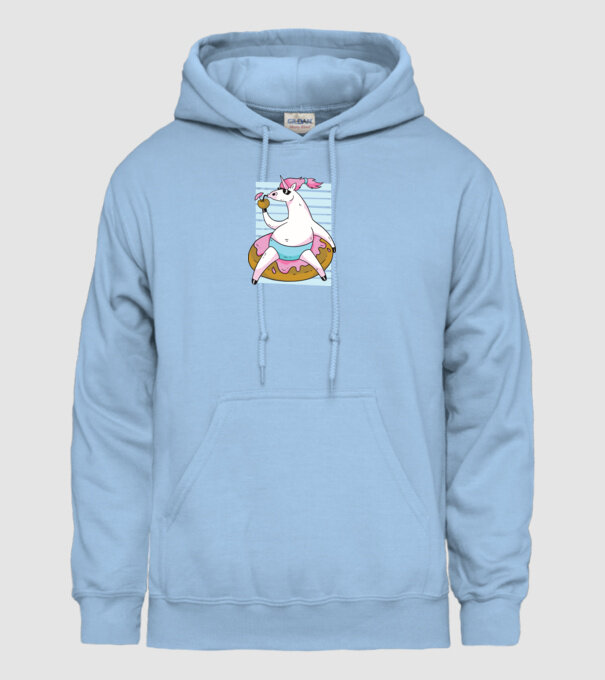 Unicorn în vacanță model albastru deschis pe tricou
