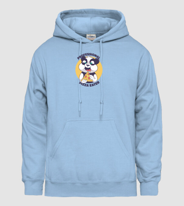Panda Pizza model albastru deschis pe tricou
